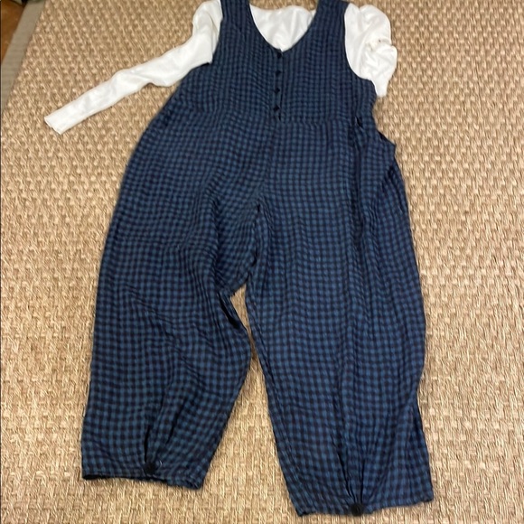 Flax brand Vintage Blue Checkered Jumpsuit (top not included). Large - Picture 1 of 7